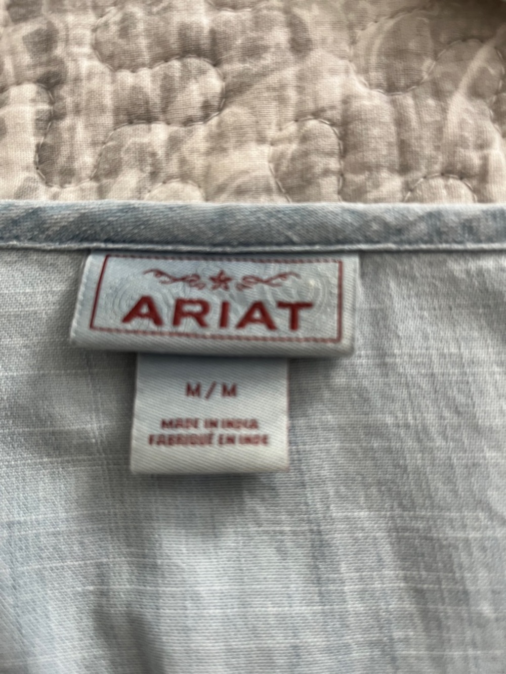 Ariat Pale Blue Embroidered Ruffle-Hem Tunic - Picture 3 of 6